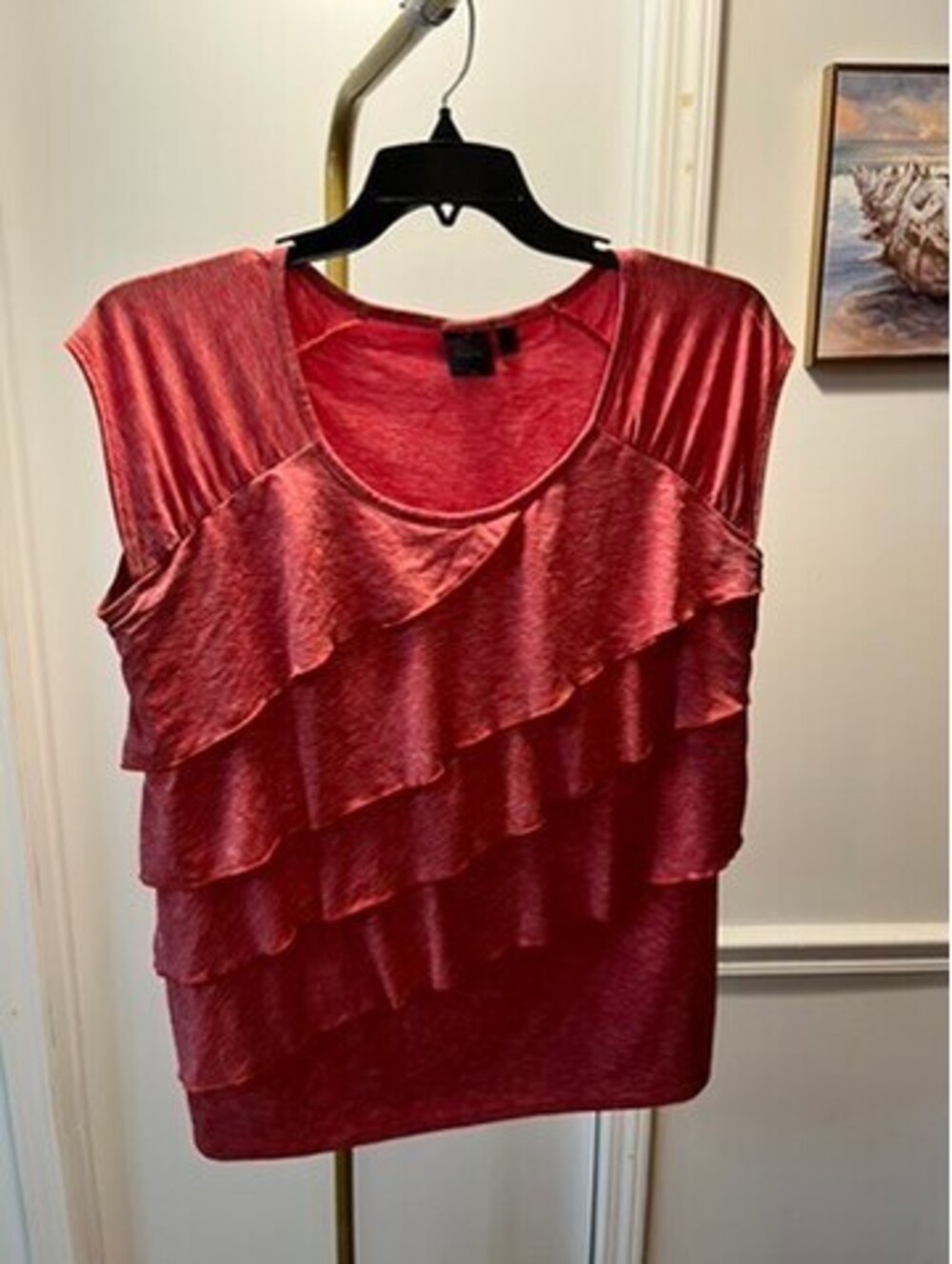 Rafaella ruffle XL tshirt in Coral